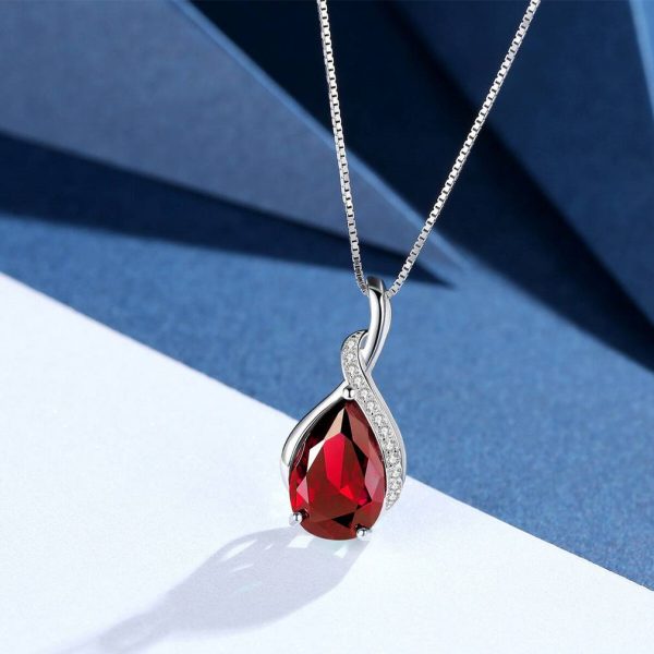 3.15 ct Simulated Red Ruby Pendant Necklace Sterling Silver - Image 5