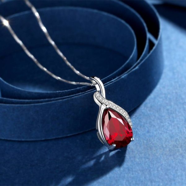 3.15 ct Simulated Red Ruby Pendant Necklace Sterling Silver - Image 6