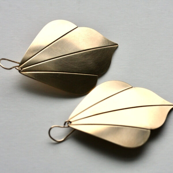 Big gold leaf earrings - Image 6