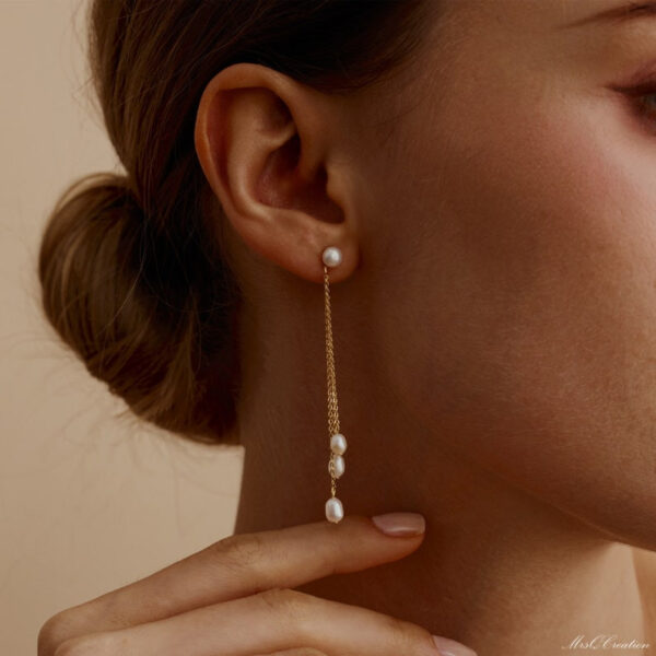 Dainty Pearl Tassel Drop Earrings