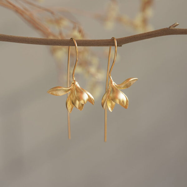 Gold Magnolia Earrings