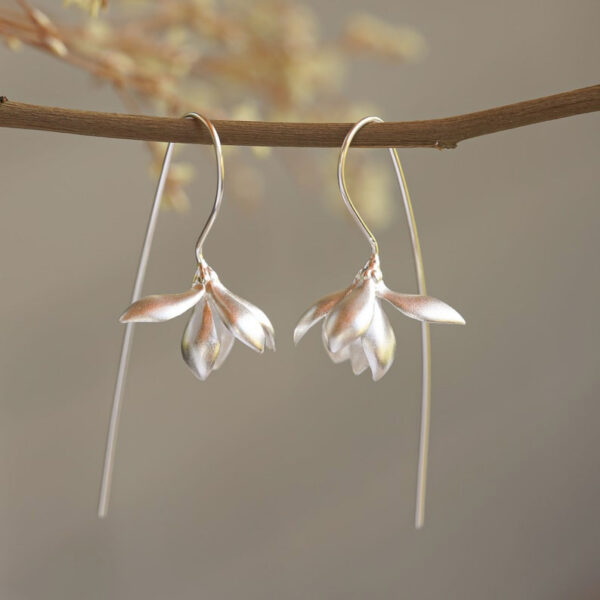 Gold Magnolia Earrings - Image 2