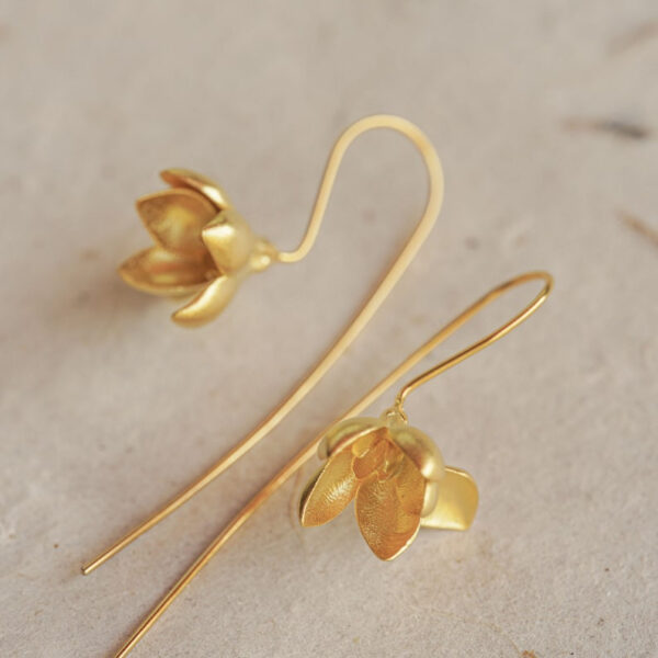 Gold Magnolia Earrings - Image 3