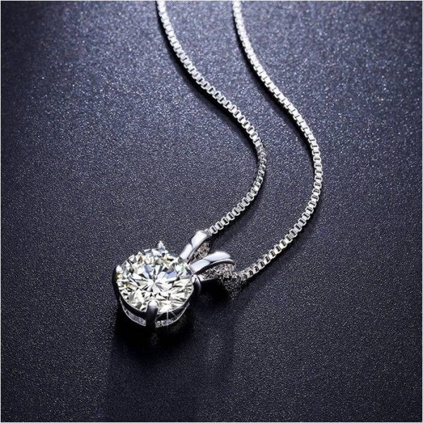 Lab Created AAA CZ Necklace 2 Carat Brilliant Cut Solitaire pendant Round Single - Image 3