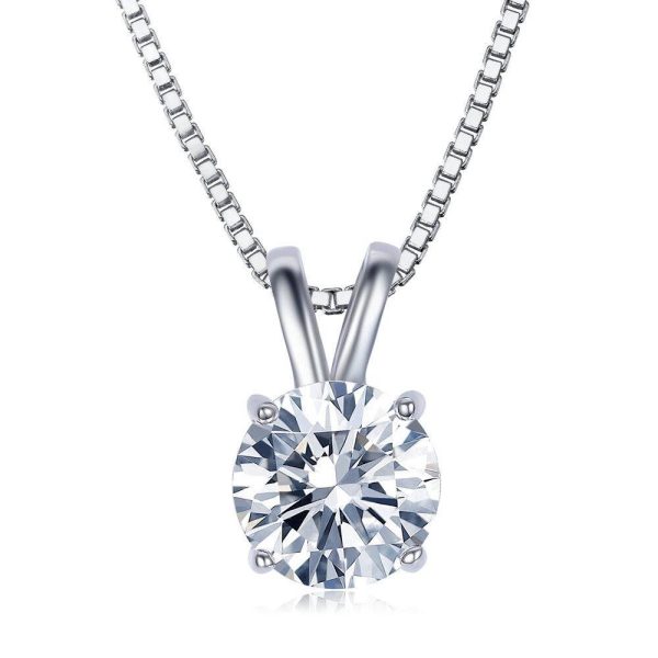 Lab Created AAA CZ Necklace 2 Carat Brilliant Cut Solitaire pendant Round Single - Image 5