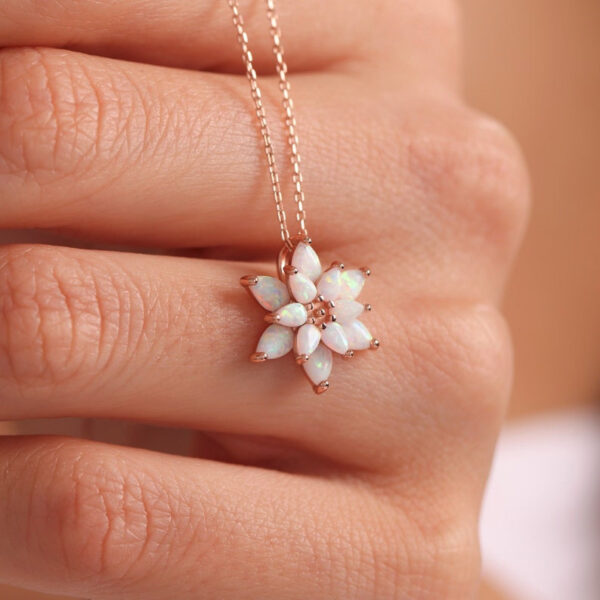 Opal Flower Necklace