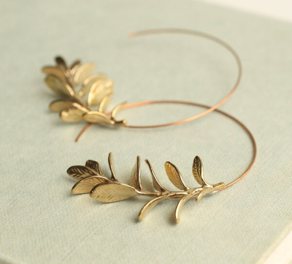 Rosemary Leaf Hoop Earrings