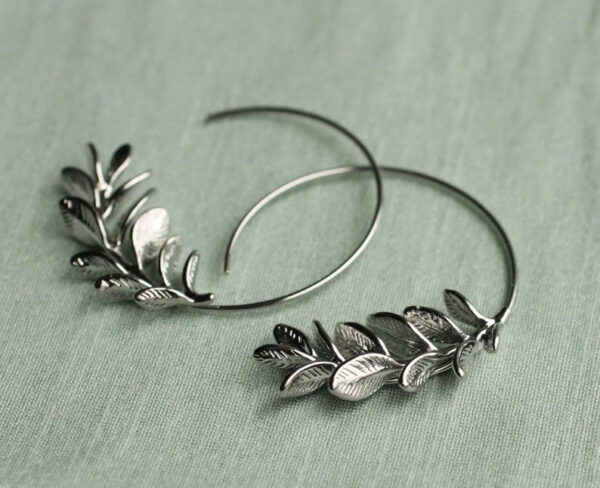 Rosemary Leaf Hoop Earrings - Image 2