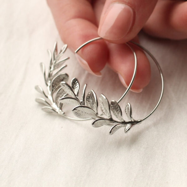 Rosemary Leaf Hoop Earrings - Image 3