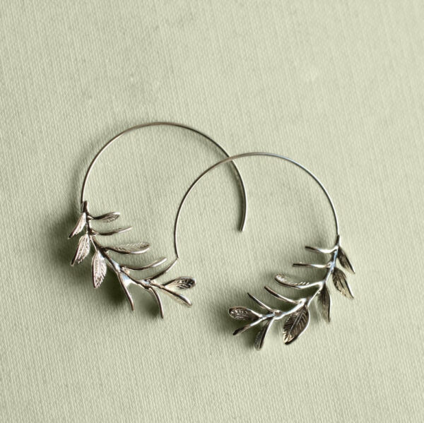 Rosemary Leaf Hoop Earrings - Image 4